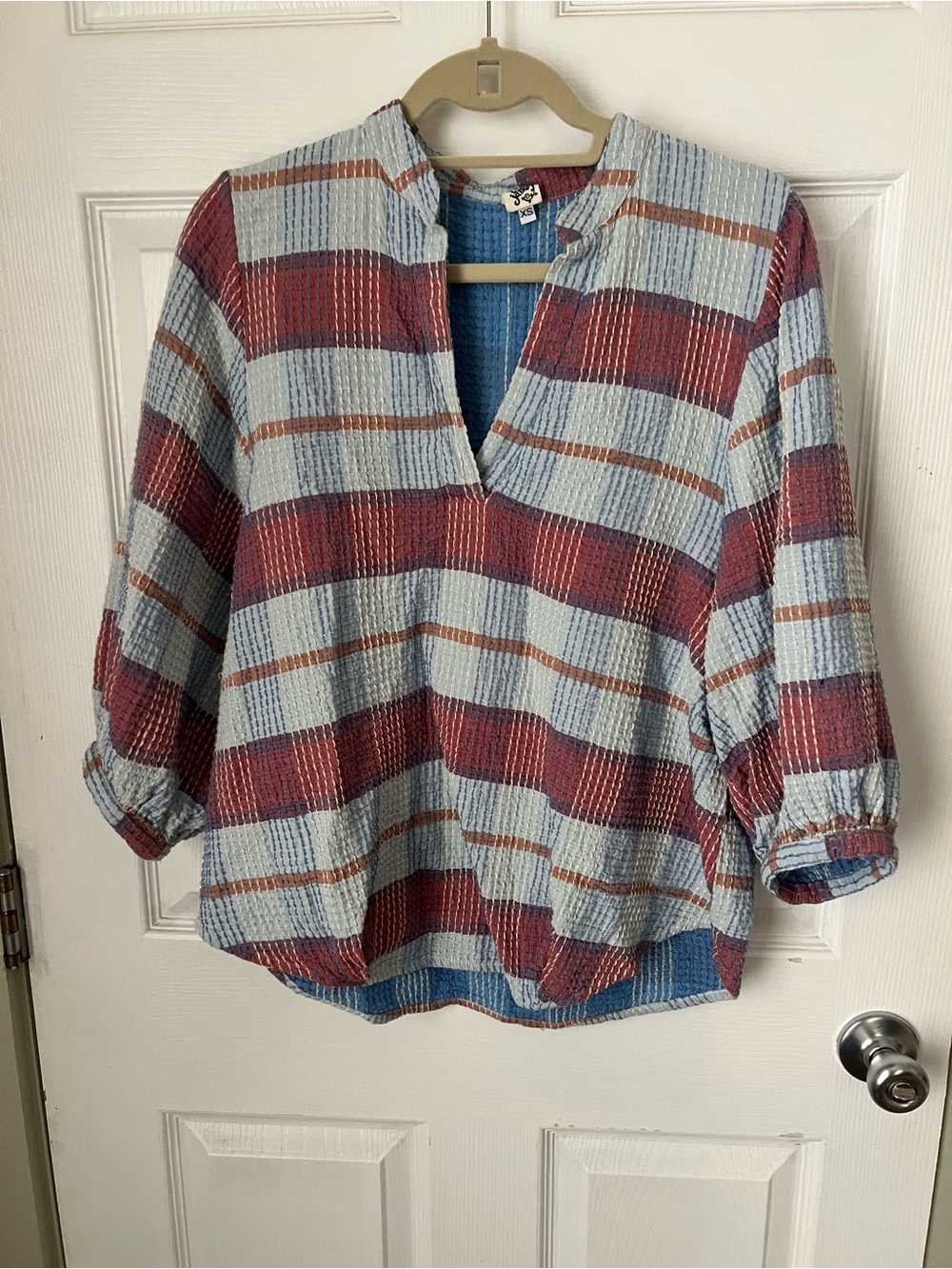 Ivy Jane plaid popover blouse
